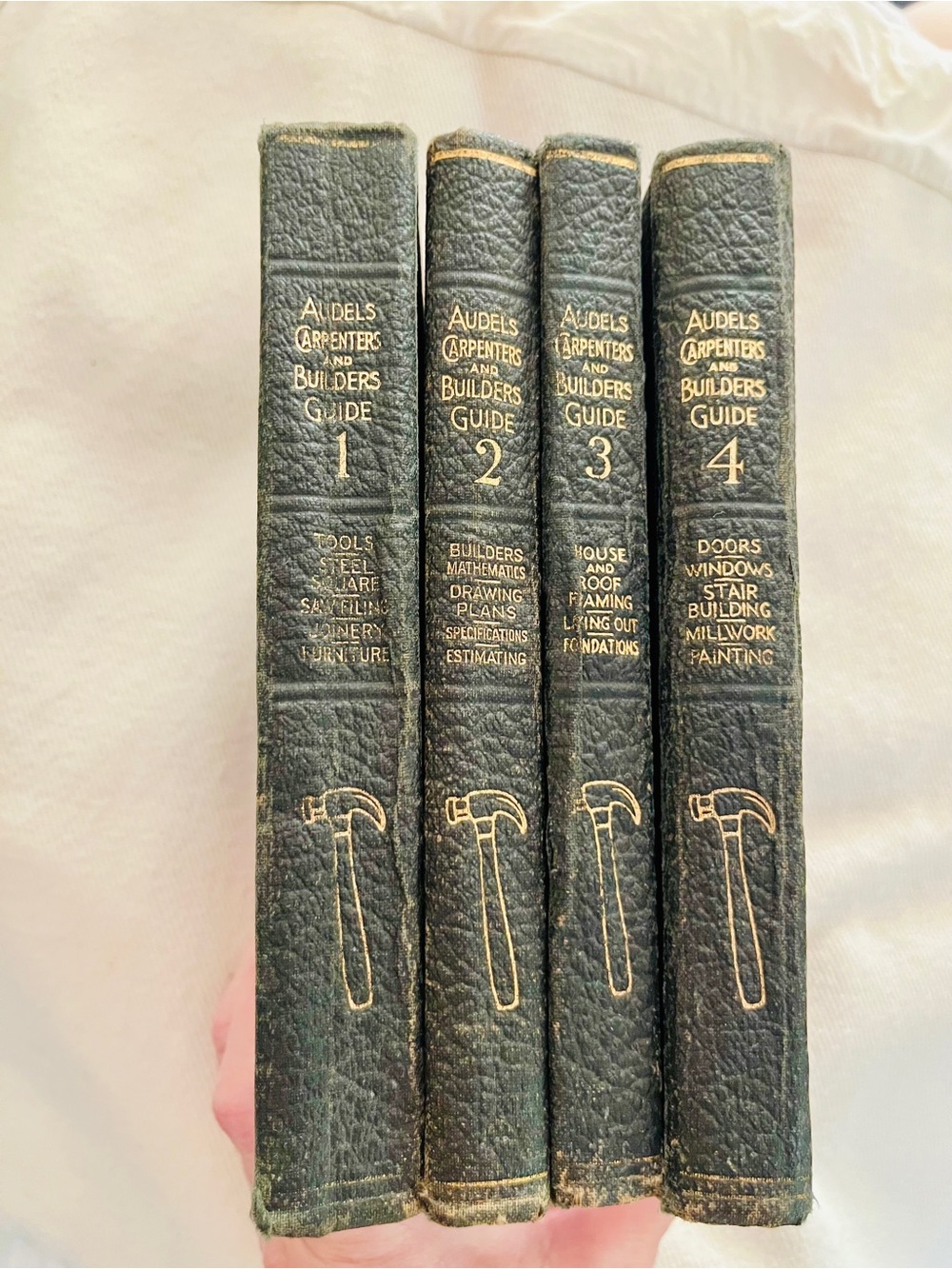 🔨🧱Vintage Carpenter and Builder Guide Book Set black with gold foil 🧰🪚🪜